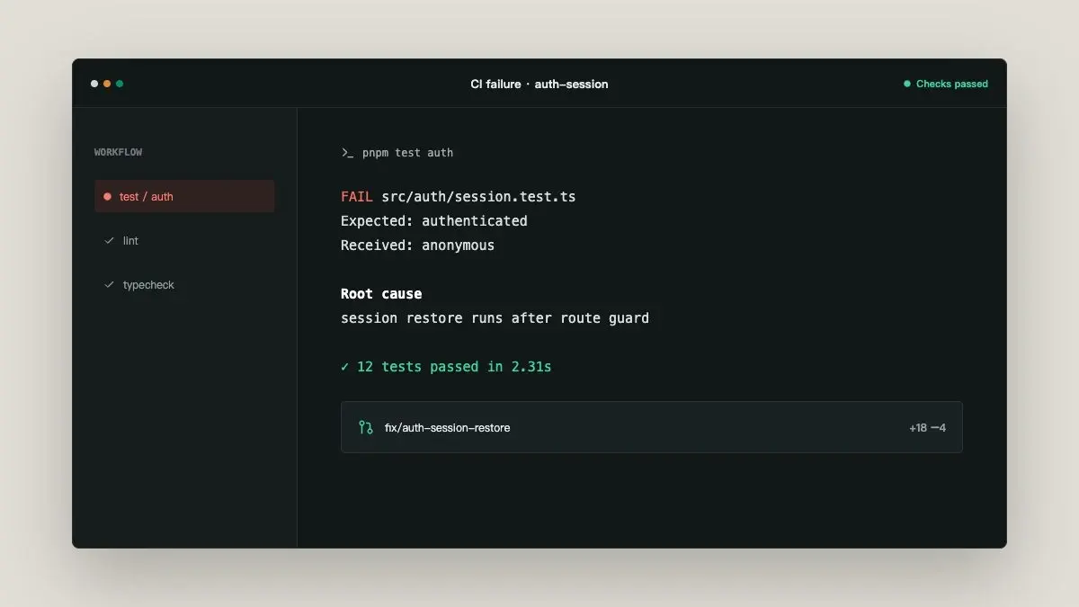 Codex 分析 GitHub Actions 失败日志并验证修复